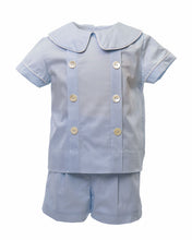 Load image into Gallery viewer, Heirloom Charles  Boys Double Breasted Short Set in Blue