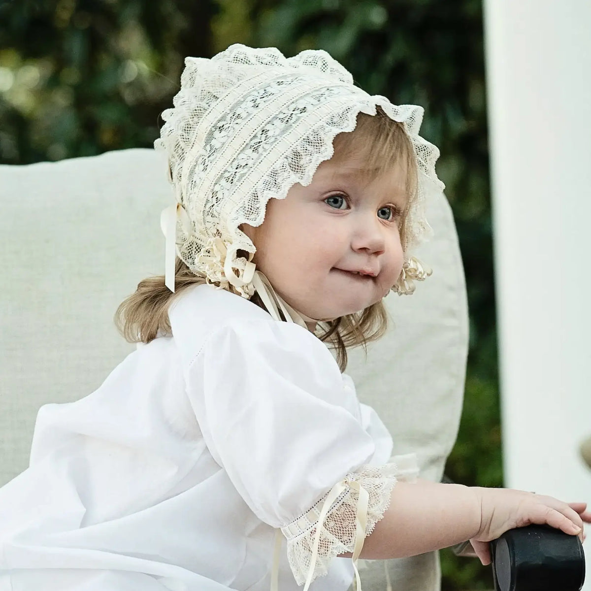 Lace bonnet best sale baby