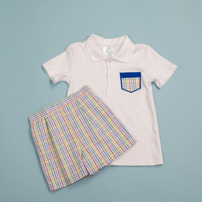 Little Boys Multi Plaid Shorts w/Matching Polo - Parker Multi Plaid Shorts and  Polo with Matching Pocket