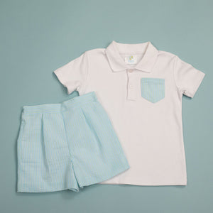 Parker Mini Striped Seersucker Shorts with Matching Polo