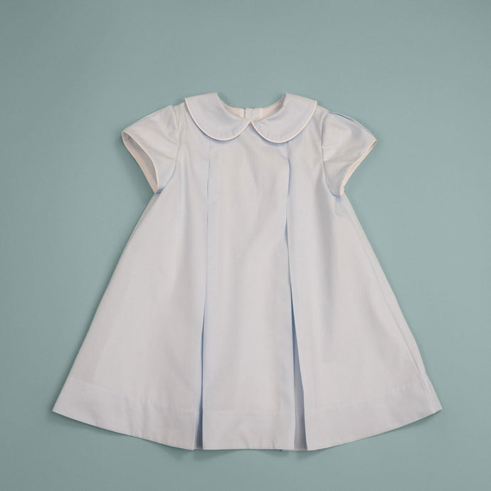 Little Girls Lined Pleated Dress - Amelia Short Sleeve Dress with Pleats in front and back and on cap sleeves