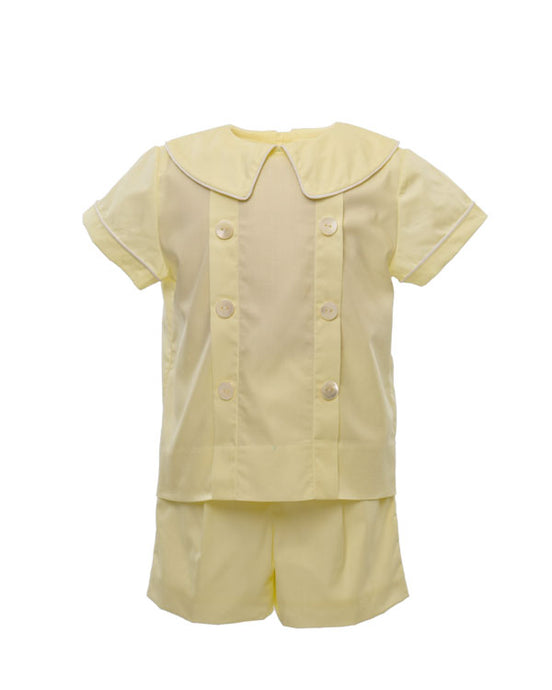 Heirloom Little Boys Yellow Short Set - Boys Double Breasted Short Set in Yellow