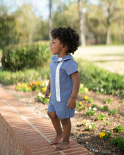 Load image into Gallery viewer, Edward Overblouse with Shorts in Royal Blue Check w/White Trim