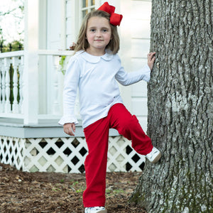 Peyton Long Corduroy Pant in Fire Red for Boys or Girls