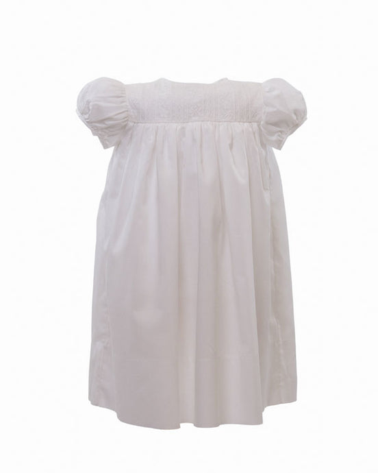 Heirloom Little Girls White Dress - Lace Yoke Dress in White w/ White Lace