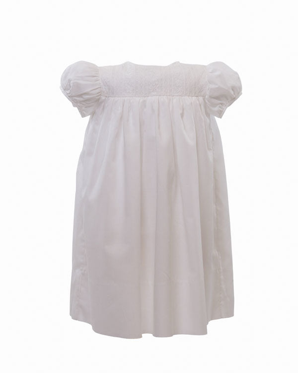 Heirloom Little Girls White Dress - Lace Yoke Dress in White w/ White Lace