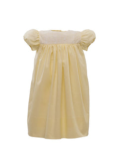Heirloom Little Girls Yellow Dress - Lace Yoke Dress in Yellow w/ White Lace
