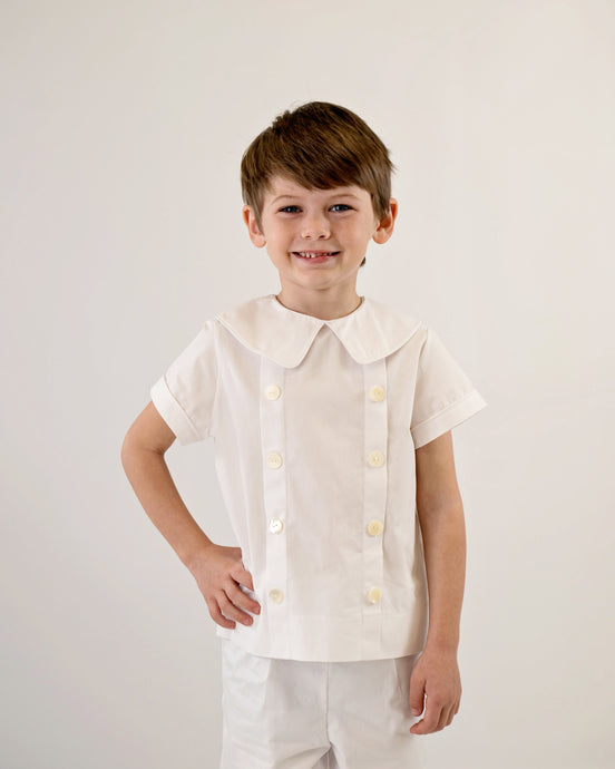 Heirloom Boy's Double Breasted Short Set in White