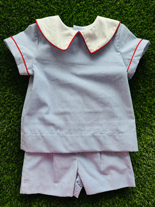 Ethan Boys Blue Pinstripe Short Set
