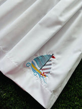 Load image into Gallery viewer, Bethany White Sleeveless Yoke Dress with Red Piping w/Sailboat Applique