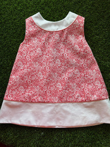 Camilla Sleeveless Pink Print Dress w/Contrast Neck and Bottom Band