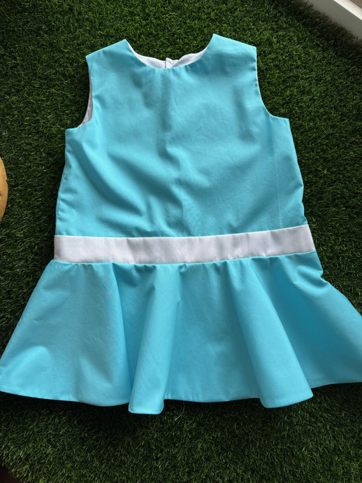 McKenzie Sleeveless Drop Waist Dress in Azure Blue