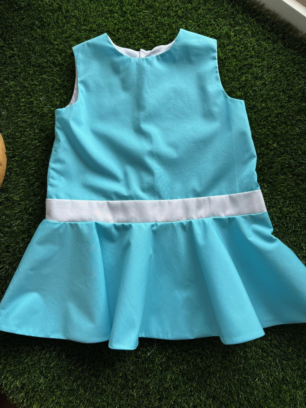 McKenzie Sleeveless Drop Waist Dress in Azure Blue
