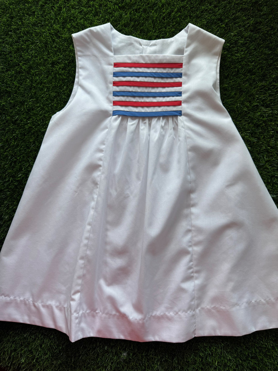 Milly A-line Sleeveless Dress in white w/Front Yoke Insert