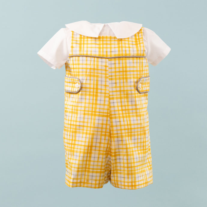 Little Boy's Yellow Plaid Jon Jon - Joshua Yellow and Grey Plaid Jon Jon