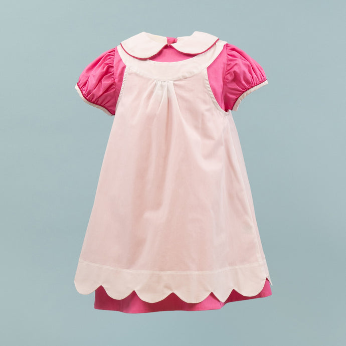 Little Girls Strawberry Summer Dress w/Pinafore - Annie Louise A-Line Dress w/Pinafore