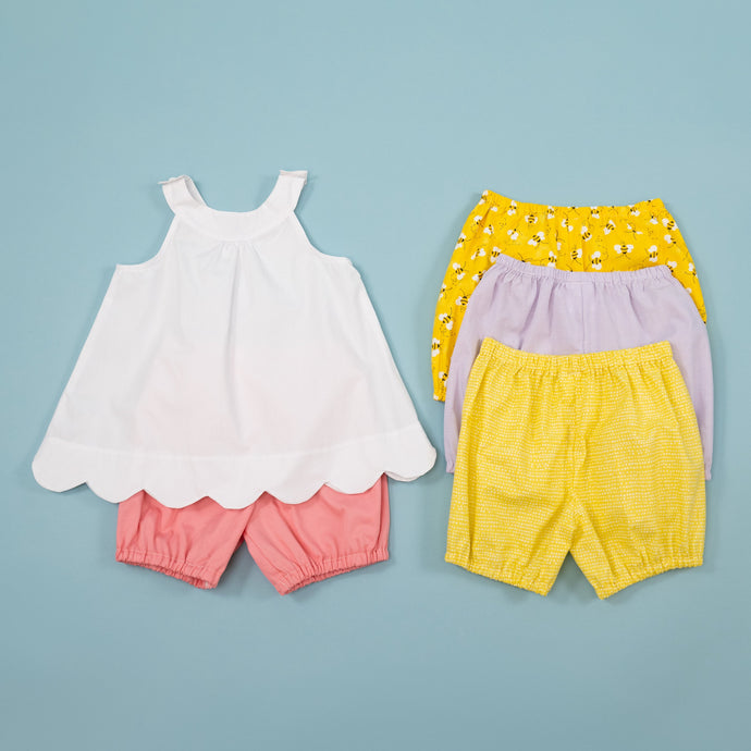 Little Girls Scalloped Edge Top w/Bloomers - Hannah Scalloped Edge Top with Bloomers