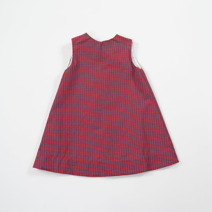Little Girls Tartan Red Plaid A-line sleeveless dress/Mary Kate Tartan Red Plaid A-line Sleeveless Dress