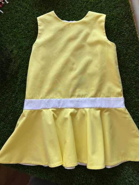 McKenzie Sleeveless Drop Waist Dress in Yellow