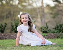Load image into Gallery viewer, Heirloom Girls Silk Organza Dress in White w/Puffed Sleeves