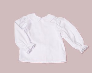 Alice Girls White Long Sleeve Blouse In Easy Care Imperial Batiste