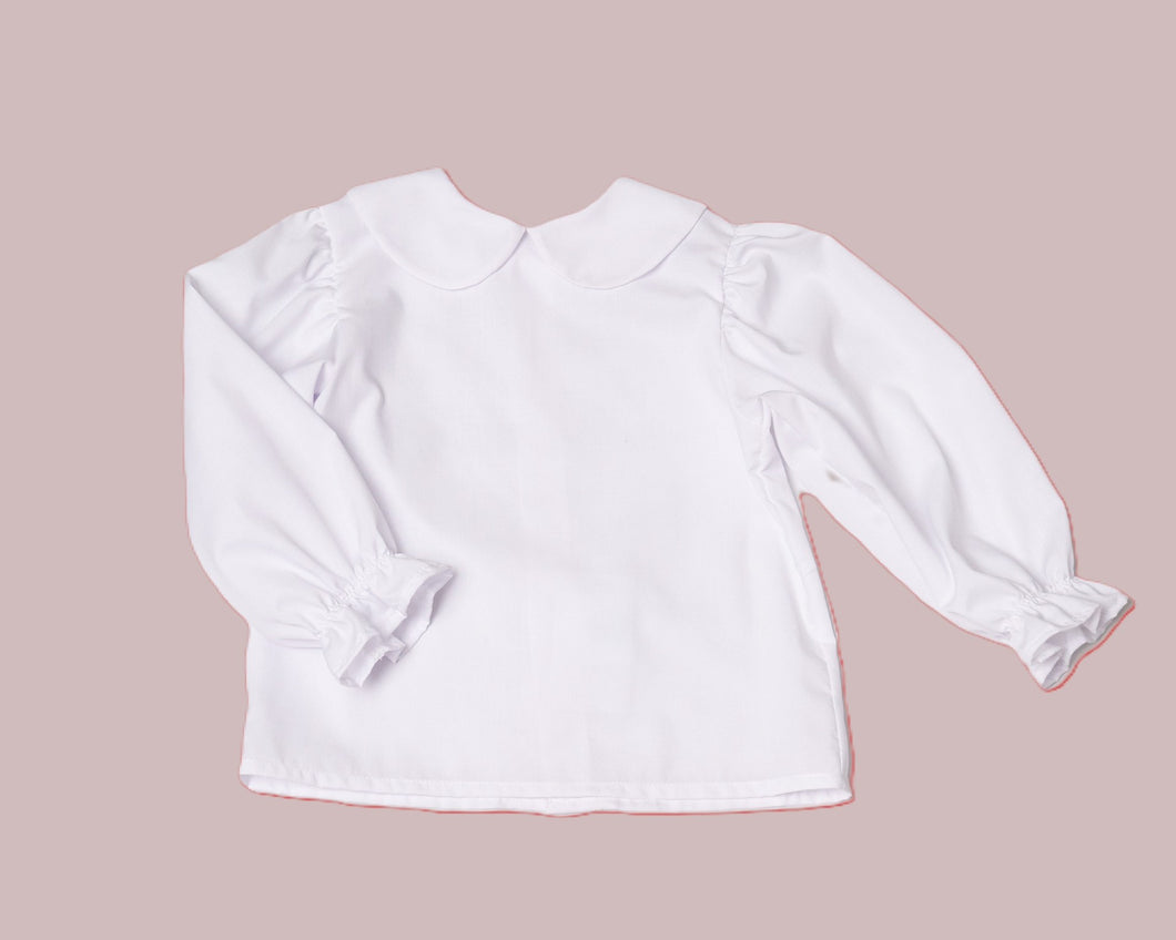 Alice Girls White Long Sleeve Blouse In Easy Care Imperial Batiste