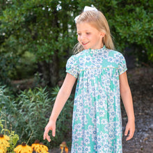 Load image into Gallery viewer, Little Girls Aqua Floral Dress - Ann Scott Yoke Dress in Aqua Primrose Floral