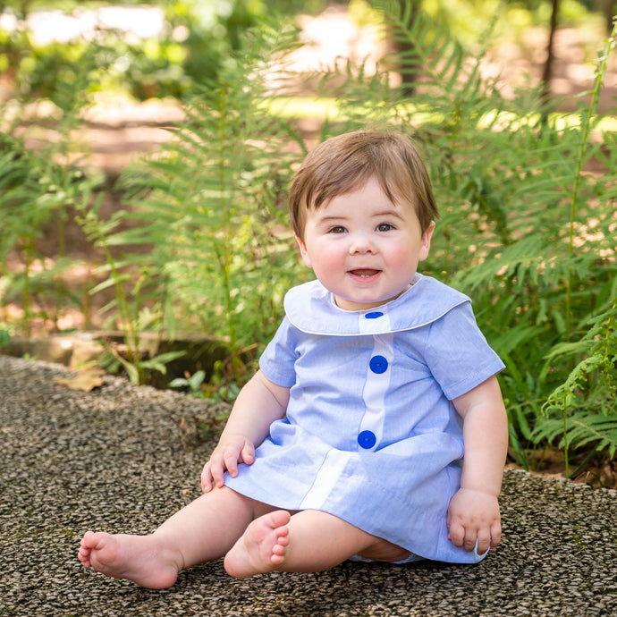 Walker Apron Set in Blue Chambray with White Insert