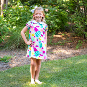 Little Girls Pink A-Line Dress - Milla Kay A-Line Dress in Fruit Toss –  Angels & Company Clothing