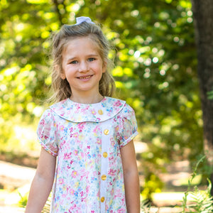 Mary Ryan Apron Dress in Blossom Floral with White Insert