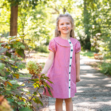 Load image into Gallery viewer, Mary Ryan Apron Dress in Berry Check with White Insert