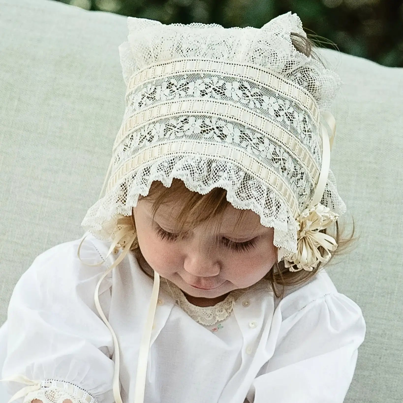 Lace bonnets for deals babies