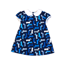 Load image into Gallery viewer, Little Girls Navy A-Line Dress - Milla Kaye A-Line Dress in Navy Puppies