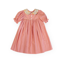 Load image into Gallery viewer, Little Girl Fall Gingham Dress - Rebecca Dress in Paprika gingham with Floral Collar