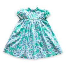 Load image into Gallery viewer, Little Girls Aqua Floral Dress - Ann Scott Yoke Dress in Aqua Primrose Floral