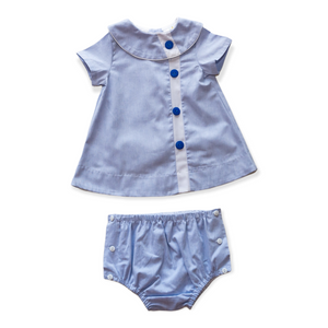 Walker Apron Set in Blue Chambray with White Insert