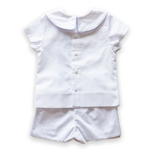 Load image into Gallery viewer, Edward Overblouse Suit in White Pique with Blue Insert