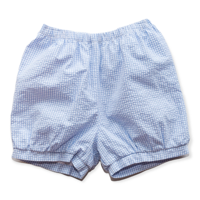 Unisex Shorts in Blue Seersucker - Tucker Banded Shorts in Blue Seersucker for Boys or Girls