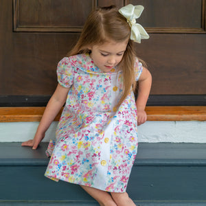 Mary Ryan Apron Dress in Blossom Floral with White Insert